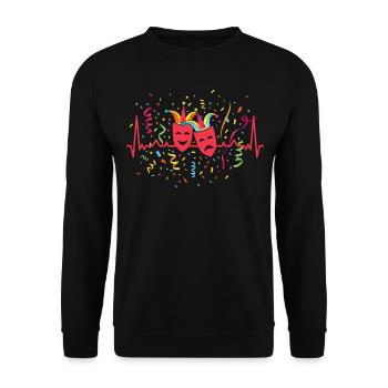 Konfetti Herzschlag Karneval Masken Rosenmontag - Unisex Pullover - Schwarz - Vorne - Alina (178cm) & Michal (187cm)