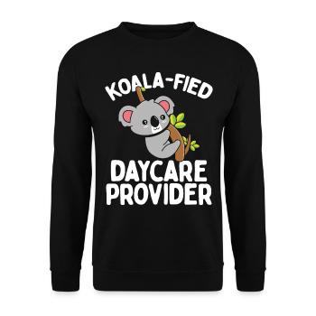 Fournisseur de garderie Koala Koalafied Childcare Teacher - Sweat-shirt Unisexe - noir - Devant - Alina (178cm) & Michal (187cm)