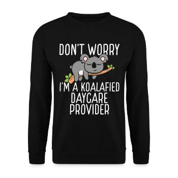 Daycare Provider Koalafied Childcare Teacher - Unisex Sweatshirt - black - Front - Alina (178cm) & Michal (187cm)