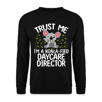 Enseignante de garde d’enfants Koala Directrice de la garderie - Sweat-shirt Unisexe - noir - Devant - Alina (178cm) & Michal (187cm)