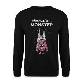 Kölner Konfetti Monster Köln Dom Karneval Fasnacht - Unisex Pullover - Schwarz - Vorne - Alina (178cm) & Michal (187cm)