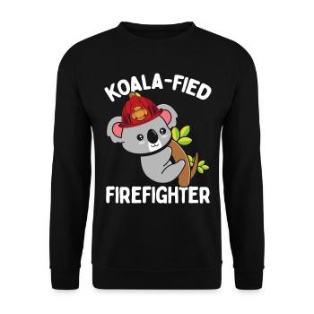 Koalafied Night Shift Firefighter Fire Hose Mask - Unisex Pullover - Schwarz - Vorne - Alina (178cm) & Michal (187cm)