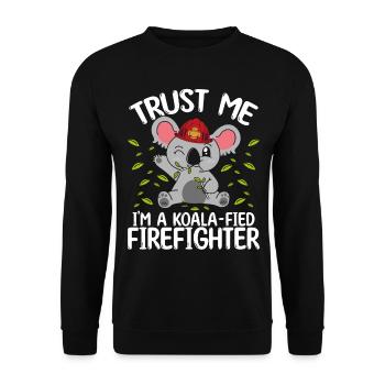 Koala Firefighter Rescue Team Night Shift Fire - Unisex Sweatshirt - black - Front - Alina (178cm) & Michal (187cm)