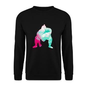 Wrestling Wrestler Sumo Kämpfer Ringen - Unisex Pullover - Schwarz - Vorne - Alina (178cm) & Michal (187cm)