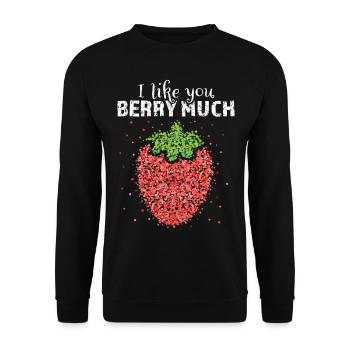 Erdbeere Kostümersatz Karneval Fasching Geschenk - Unisex Pullover - Schwarz - Vorne - Alina (178cm) & Michal (187cm)