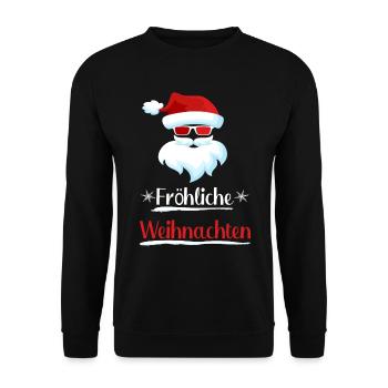 Weihnachtsmann Sonnenbrille Fröhliche Weihnachten - Unisex Pullover - Schwarz - Vorne - Alina (178cm) & Michal (187cm)
