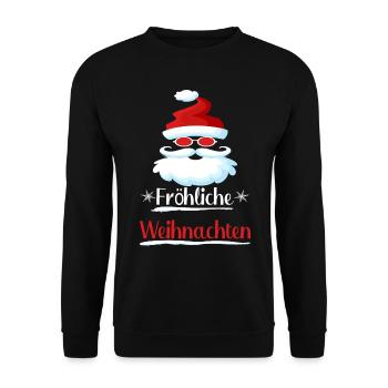 weihnachtsmann fröhliche weihnachten lachen - Unisex Pullover - Schwarz - Vorne - Alina (178cm) & Michal (187cm)
