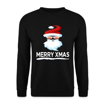 santa claus merry xmas grin - Unisex Sweatshirt - black - Front - Alina (178cm) & Michal (187cm)
