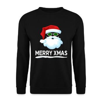 MERRY XMAS Santa Claus with mustache - Unisex Sweatshirt - black - Front - Alina (178cm) & Michal (187cm)