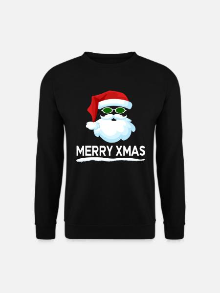 MERRY XMAS Weihnachtsmann mit Schnurrbart - Unisex Pullover - Schwarz