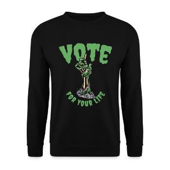 Halloween Voting Zombie Spooky Monsters Horror Fan - Unisex Sweatshirt - black - Front - Alina (178cm) & Michal (187cm)
