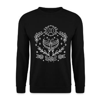 Celestial Butterfly Moon Line Art Night Sky Stars - Unisex Sweatshirt - black - Front - Alina (178cm) & Michal (187cm)