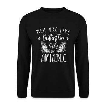 Himmlischer Schmetterling Silly Men - Unisex Pullover - Schwarz - Vorne - Alina (178cm) & Michal (187cm)
