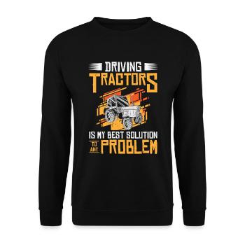 Problemlösung Traktor Landwirtschaft - Unisex Pullover - Schwarz - Vorne - Alina (178cm) & Michal (187cm)