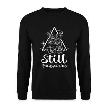 Himmlischer Schmetterling Transforming Galaxy - Unisex Pullover - Schwarz - Vorne - Alina (178cm) & Michal (187cm)