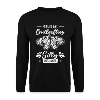 Himmlischer Schmetterling Silly Men - Unisex Pullover - Schwarz - Vorne - Alina (178cm) & Michal (187cm)