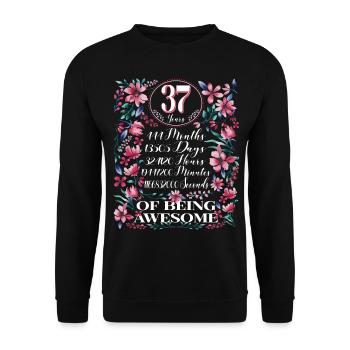 37 Years, Months Floral Women's 37th Birthday - Unisex Sweatshirt - black - Front - Alina (178cm) & Michal (187cm)