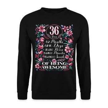 36 Years, Months Floral Women 36th Birthday - Unisex Sweatshirt - black - Front - Alina (178cm) & Michal (187cm)