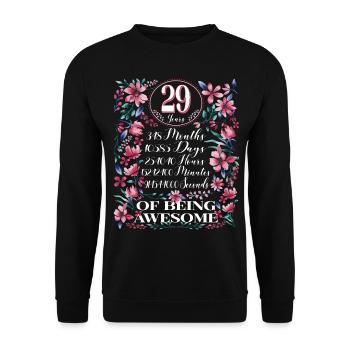 29 Years, Months Floral Women's 29th Birthday - Unisex Sweatshirt - black - Front - Alina (178cm) & Michal (187cm)