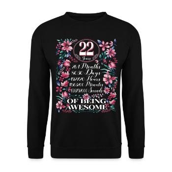 22 Years, Months Floral Women's 22nd Birthday - Unisex Sweatshirt - black - Front - Alina (178cm) & Michal (187cm)