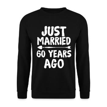 Just Married 60 Years Ago 60th Wedding Anniversary - Unisex Pullover - Schwarz - Vorne - Alina (178cm) & Michal (187cm)