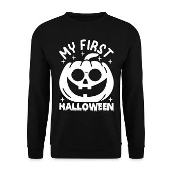 Halloween Citrouille Bébé Mon Premier Halloween - Sweat-shirt Unisexe - noir - Devant - Alina (178cm) & Michal (187cm)