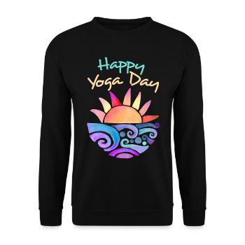 Yoga Sunset, Yoga Sunrise Dire Happy Yoga - Sweat-shirt Unisexe - noir - Devant - Alina (178cm) & Michal (187cm)