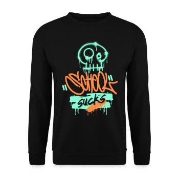 École, frustration scolaire, drôle de dire style graffiti - Sweat-shirt Unisexe - noir - Devant - Alina (178cm) & Michal (187cm)