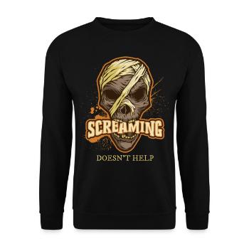Eerie mummy, Halloween motif, horror - Unisex Sweatshirt - black - Front - Alina (178cm) & Michal (187cm)
