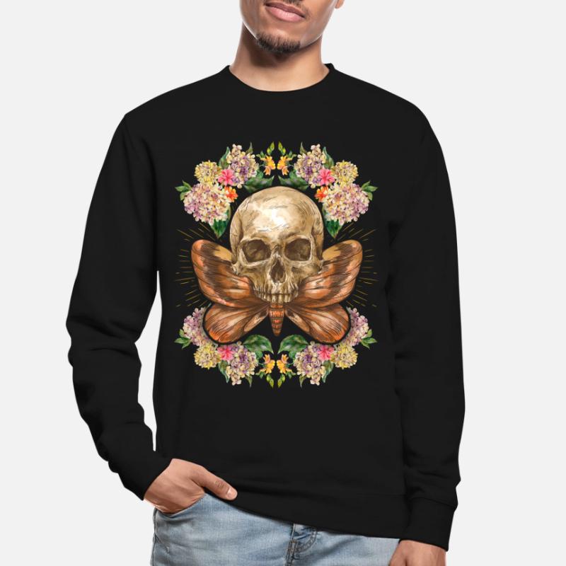 Skull Skull Skull with Moth Hydrangeas Unisex Sweatshirt