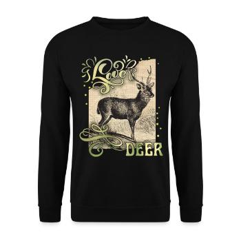 Cerf vintage, cerf d’amour, dire - Sweat-shirt Unisexe - noir - Devant - Alina (178cm) & Michal (187cm)