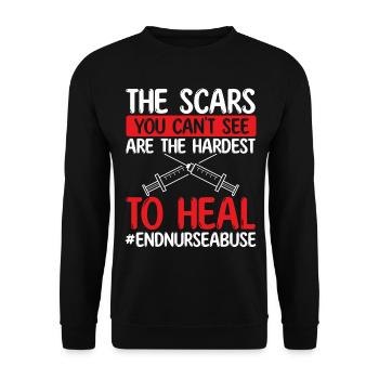 Nursing Violence Scars Nurse Abuse Survivor - Unisex Pullover - Schwarz - Vorne - Alina (178cm) & Michal (187cm)