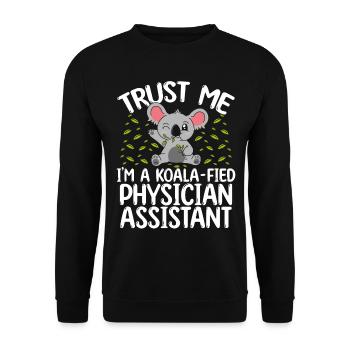 PA Student Graduation Koala Physician Assistant - Unisex Pullover - Schwarz - Vorne - Alina (178cm) & Michal (187cm)