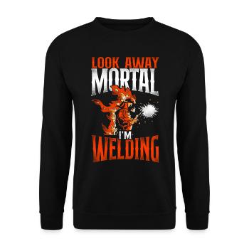 Welder Welding Vintage Look Away - Unisex Pullover - Schwarz - Vorne - Alina (178cm) & Michal (187cm)