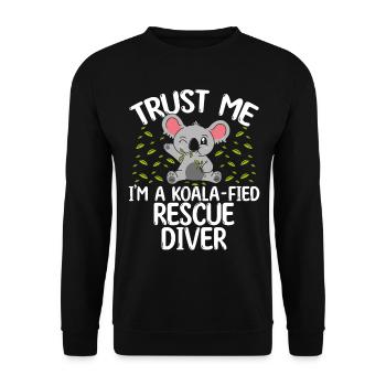 Diving First Koalafied Rescue Diver Instructor - Unisex Pullover - Schwarz - Vorne - Alina (178cm) & Michal (187cm)