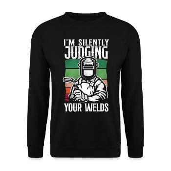 Welder Welding Vintage Retro I'm - Unisex Pullover - Schwarz - Vorne - Alina (178cm) & Michal (187cm)