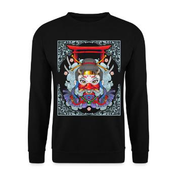 Ninja-Girl, Japon, Style comique, Style vintage - Sweat-shirt Unisexe - noir - Devant - Alina (178cm) & Michal (187cm)