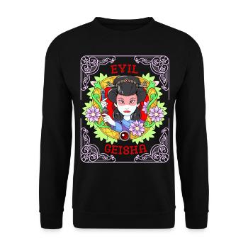 Geisha-Girl, Japan, Comic Style, - Unisex Pullover - Schwarz - Vorne - Alina (178cm) & Michal (187cm)