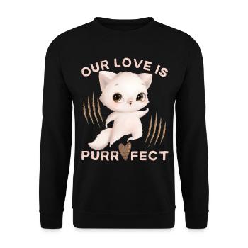 Valentine's Cat Valentine's Day Love Funny Saying - Unisex Sweatshirt - black - Front - Alina (178cm) & Michal (187cm)