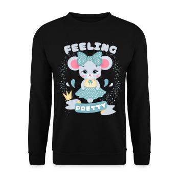 Niedliche Maus, Mouse, Kawaii-Maus lustiger Spruch - Unisex Pullover - Schwarz - Vorne - Alina (178cm) & Michal (187cm)