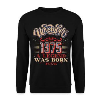 1975, birthday, November 1975, 11.1975, 11-1975 - Unisex Sweatshirt - black - Front - Alina (178cm) & Michal (187cm)
