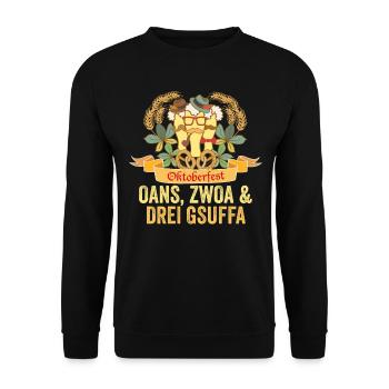 Trachten München Dirndl - Unisex Pullover - Schwarz - Vorne - Alina (178cm) & Michal (187cm)