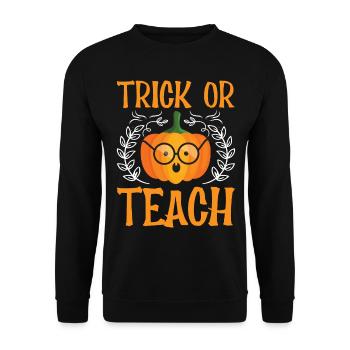 Halloween School Teacher - Trick Or Teach - Unisex Pullover - Schwarz - Vorne - Alina (178cm) & Michal (187cm)