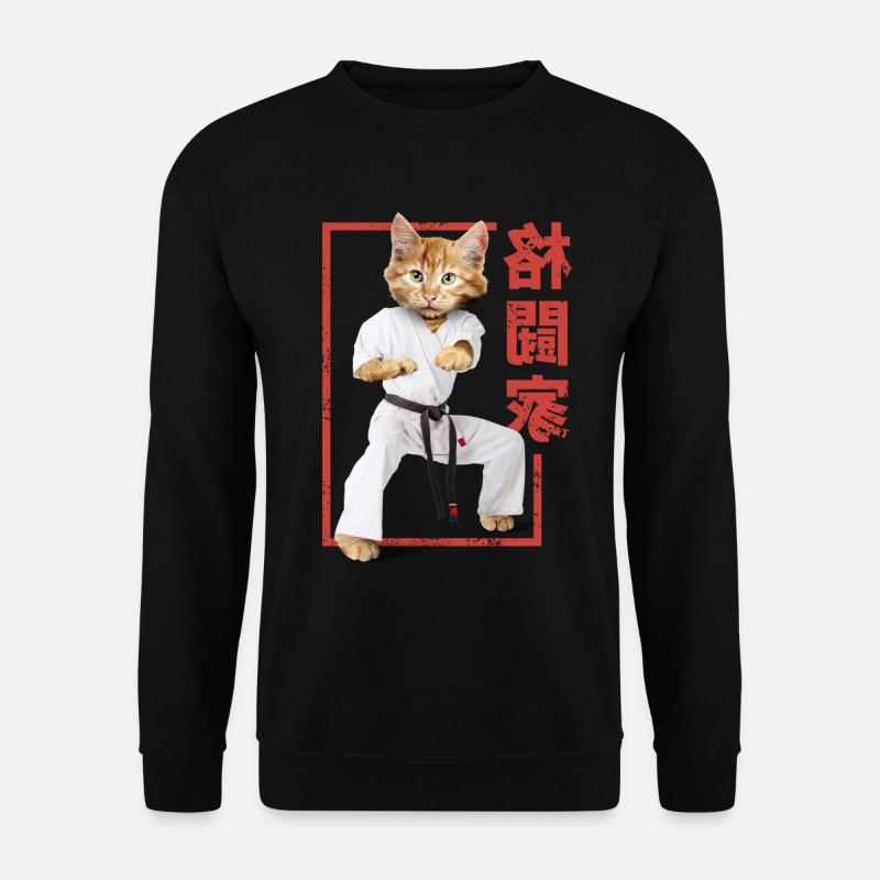 Martial Arts Kampfkunst Karate Judo Katze - Unisex Pullover - Schwarz