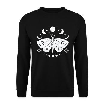 Himmlischer Schmetterling Mystischer - Unisex Pullover - Schwarz - Vorne - Alina (178cm) & Michal (187cm)