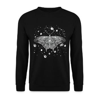 Celestial Butterfly Night Sky Line Art Galaxy - Unisex Sweatshirt - black - Front - Alina (178cm) & Michal (187cm)