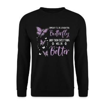 Himmlischer Schmetterling Mystische - Unisex Pullover - Schwarz - Vorne - Alina (178cm) & Michal (187cm)