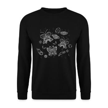 Celestial Butterfly Night Sky Line Art Galaxy - Unisex Sweatshirt - black - Front - Alina (178cm) & Michal (187cm)