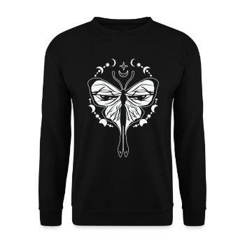 Himmlischer Schmetterling Mystischer - Unisex Pullover - Schwarz - Vorne - Alina (178cm) & Michal (187cm)