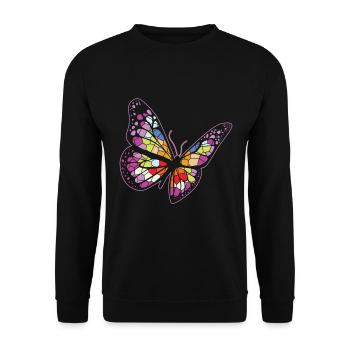 Celestial Stained Glass Butterfly Mystical Night - Unisex Sweatshirt - black - Front - Alina (178cm) & Michal (187cm)